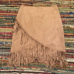 Faux suede Fringe skirt